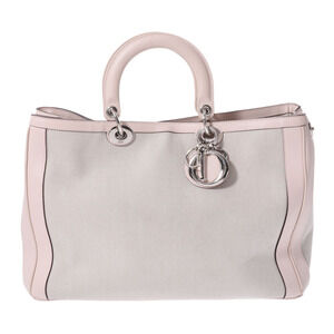 CHRISTIAN DIOR Diorissimo Bag Pink Calfskin Toile Leather Handbag